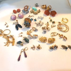 Vintage Earrings Clip, Screw, Pierced Lot